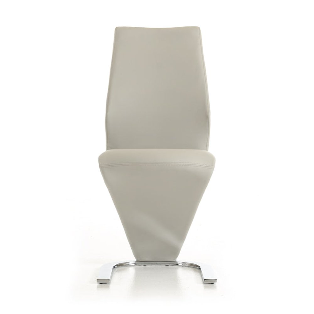 Set of Two White and Silver Upholstered Faux Leather Dining Side Chairs HomeRoots