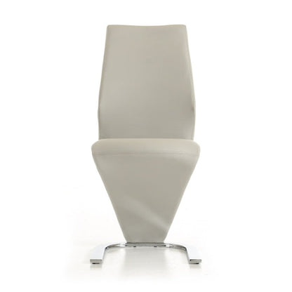 Set of Two White and Silver Upholstered Faux Leather Dining Side Chairs HomeRoots