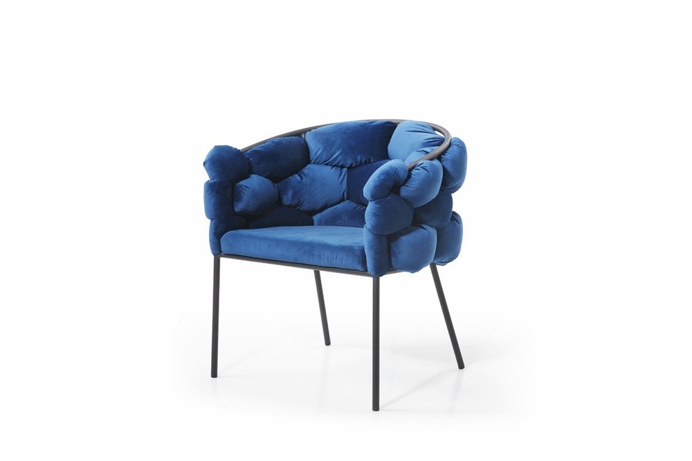 Blue and Black Upholstered Fabric Dining Arm Chair HomeRoots