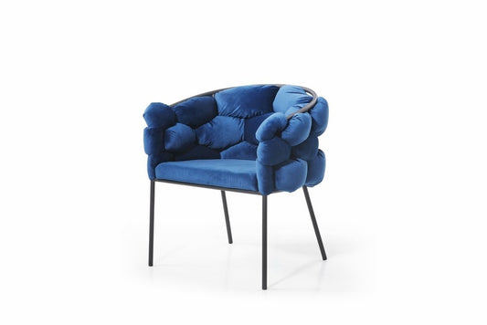 Blue and Black Upholstered Fabric Dining Arm Chair HomeRoots