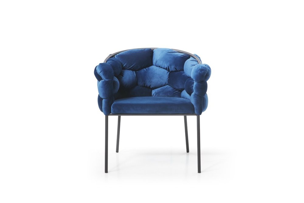 Blue and Black Upholstered Fabric Dining Arm Chair HomeRoots
