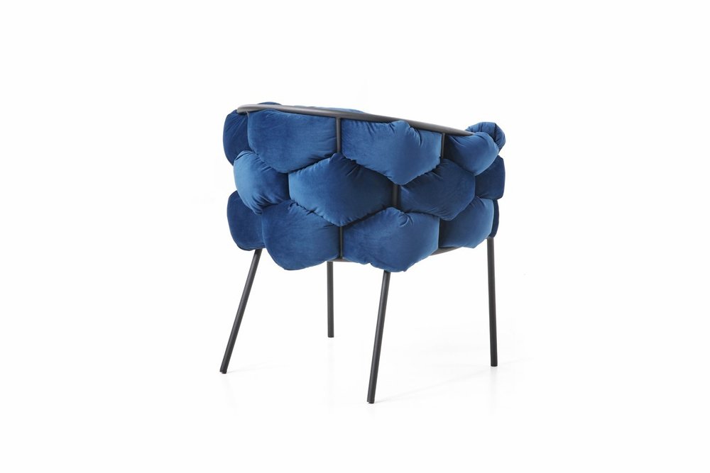 Blue and Black Upholstered Fabric Dining Arm Chair HomeRoots