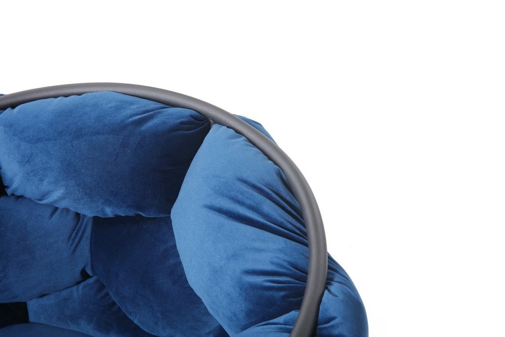 Blue and Black Upholstered Fabric Dining Arm Chair HomeRoots