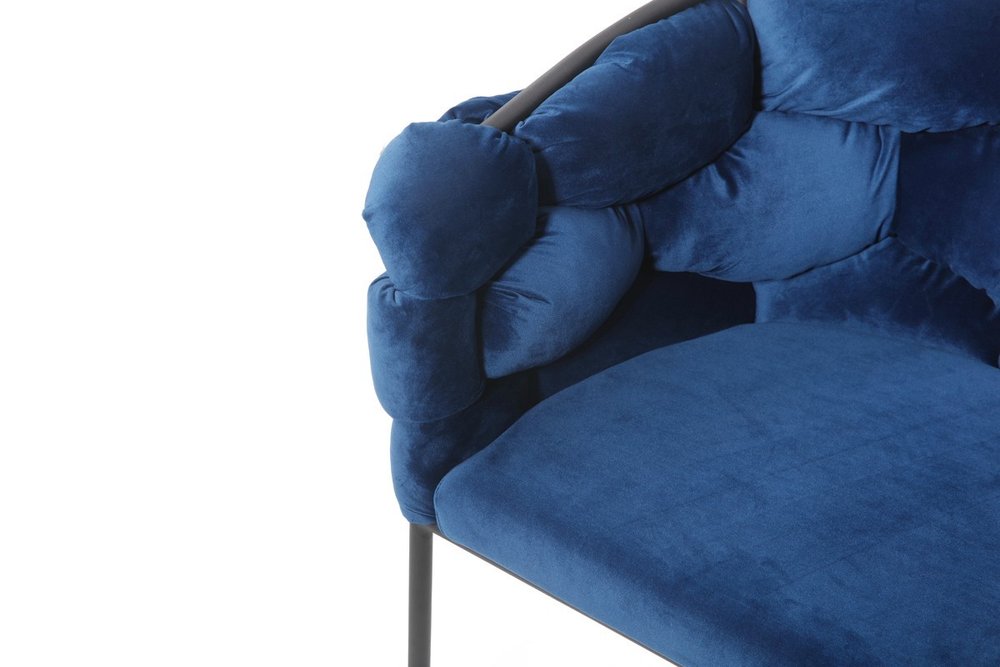 Blue and Black Upholstered Fabric Dining Arm Chair HomeRoots