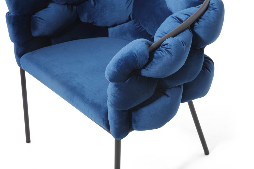 Blue and Black Upholstered Fabric Dining Arm Chair HomeRoots