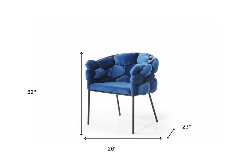 Blue and Black Upholstered Fabric Dining Arm Chair HomeRoots