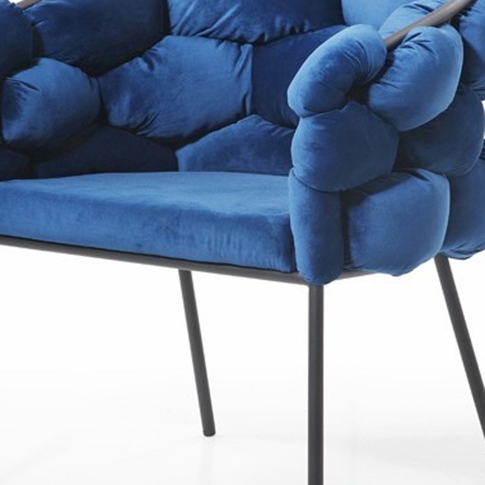 Blue and Black Upholstered Fabric Dining Arm Chair HomeRoots