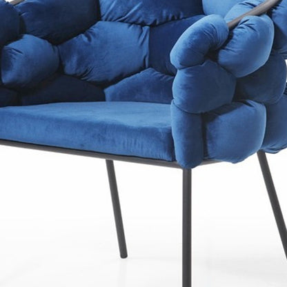 Blue and Black Upholstered Fabric Dining Arm Chair HomeRoots