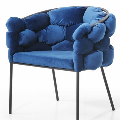 Blue and Black Upholstered Fabric Dining Arm Chair HomeRoots