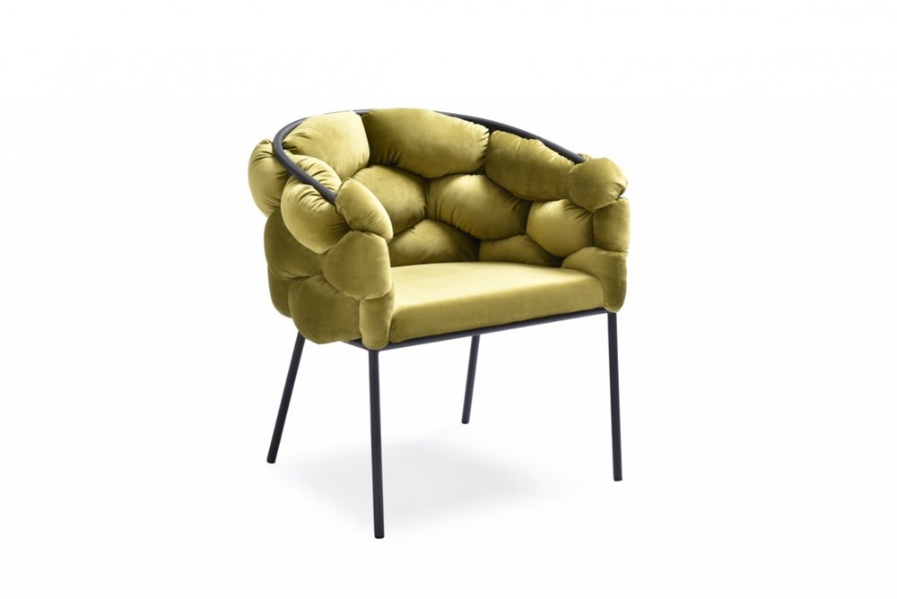 Green And Black Upholstered Fabric Dining Arm Chair — view 1