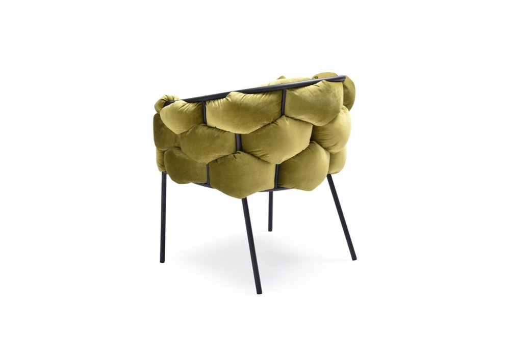 Green And Black Upholstered Fabric Dining Arm Chair — view 3
