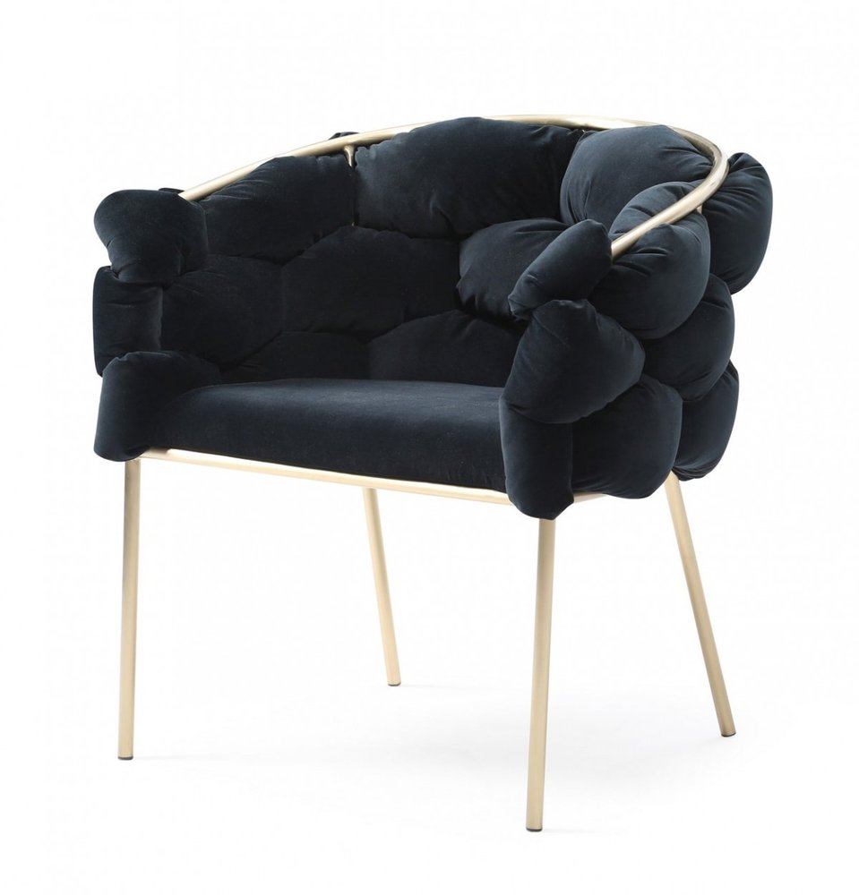 Black and Brass Upholstered Fabric Dining Arm Chair HomeRoots