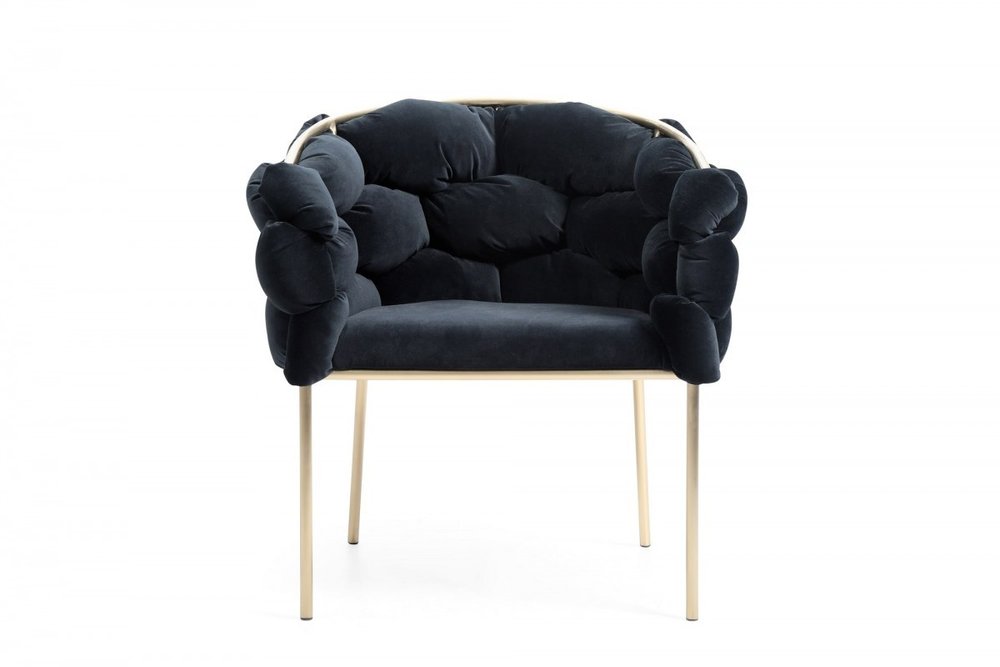 Black and Brass Upholstered Fabric Dining Arm Chair HomeRoots