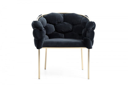 Black and Brass Upholstered Fabric Dining Arm Chair HomeRoots