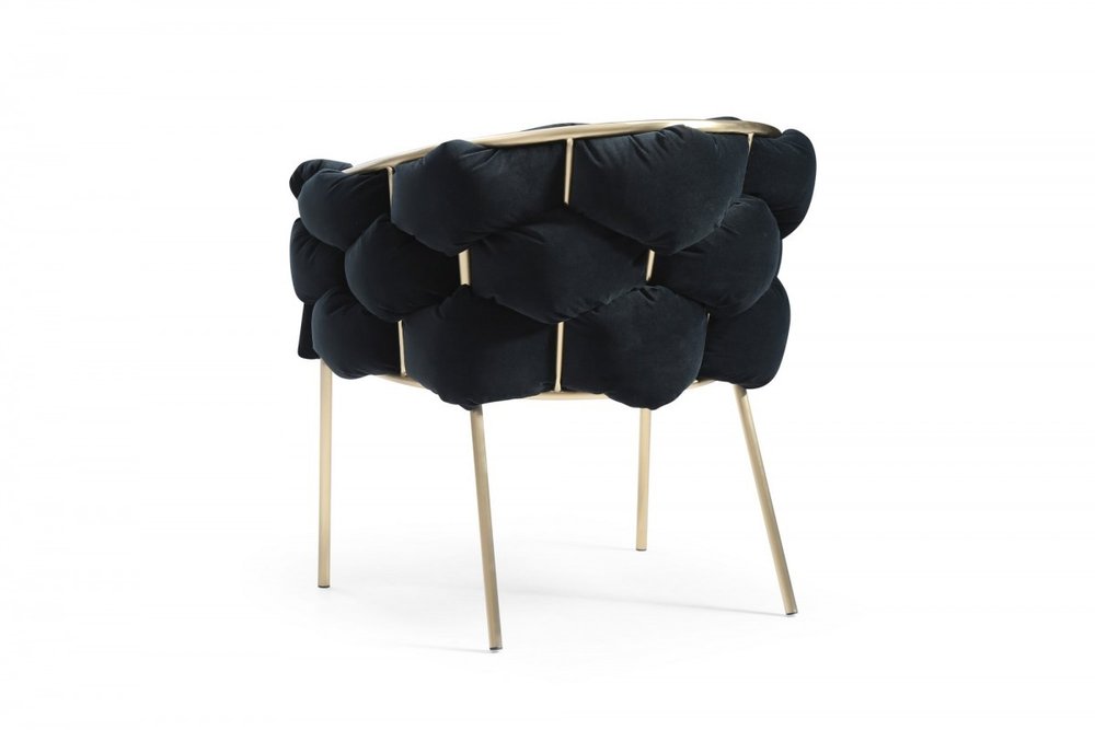 Black and Brass Upholstered Fabric Dining Arm Chair HomeRoots
