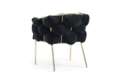 Black and Brass Upholstered Fabric Dining Arm Chair HomeRoots