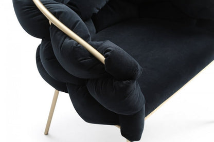 Black and Brass Upholstered Fabric Dining Arm Chair HomeRoots
