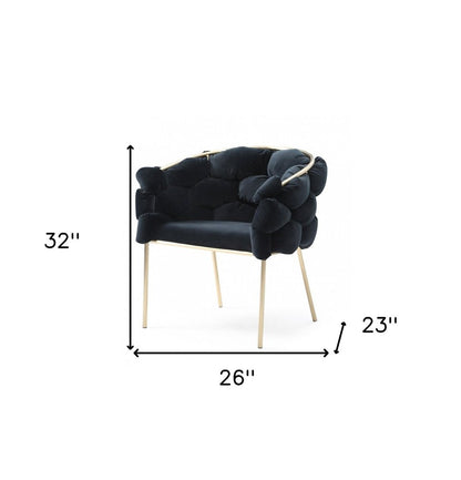 Black and Brass Upholstered Fabric Dining Arm Chair HomeRoots