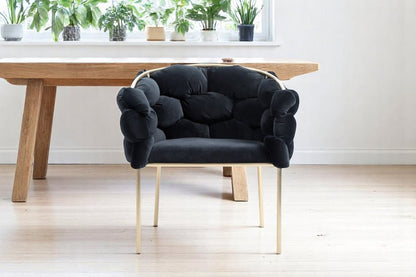 Black and Brass Upholstered Fabric Dining Arm Chair HomeRoots