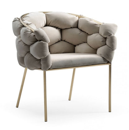 Tufted Gray And Brass Upholstered Velvet Dining Arm Chair HomeRoots