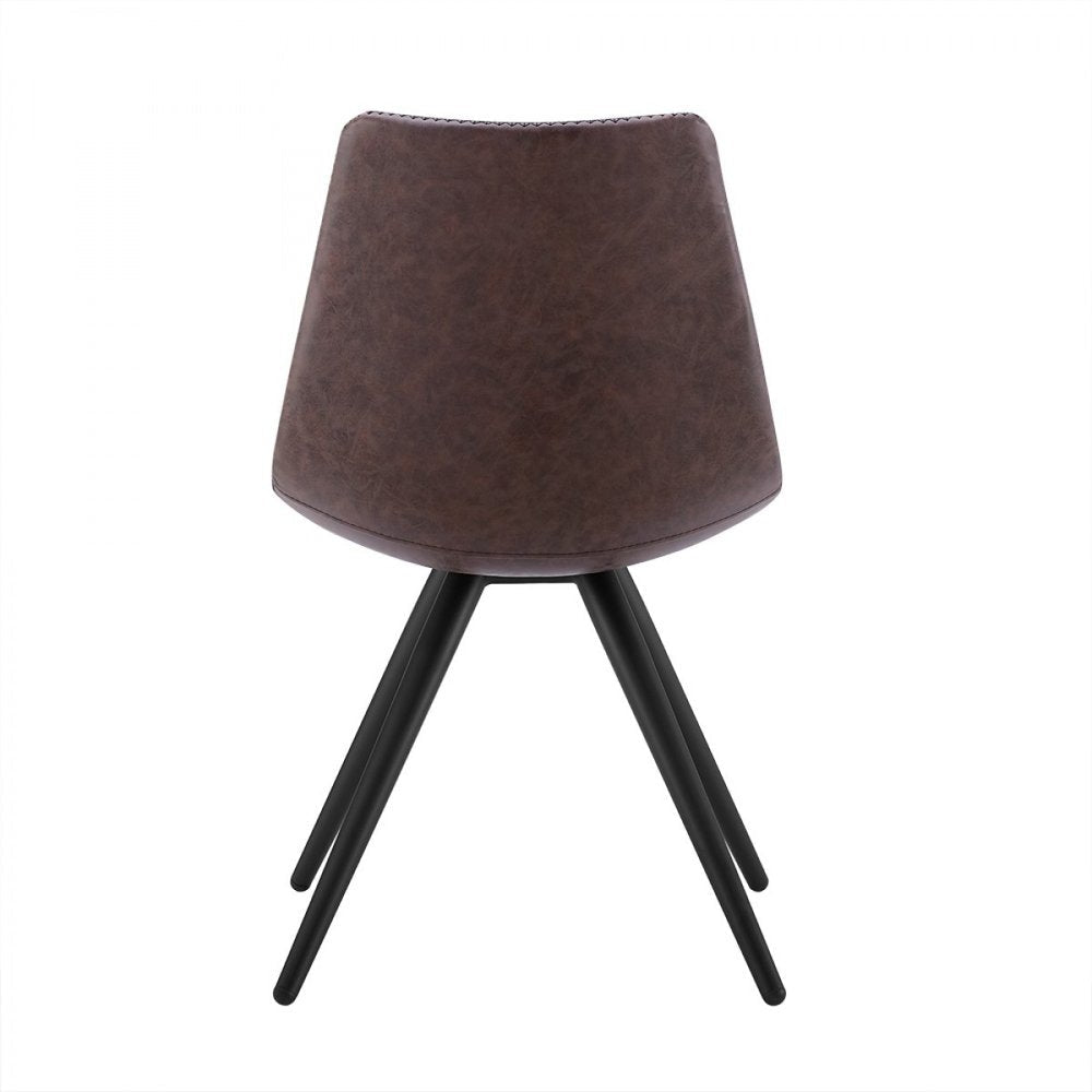 Set of Two Brown and Black Upholstered Faux Leather Dining Side Chairs HomeRoots