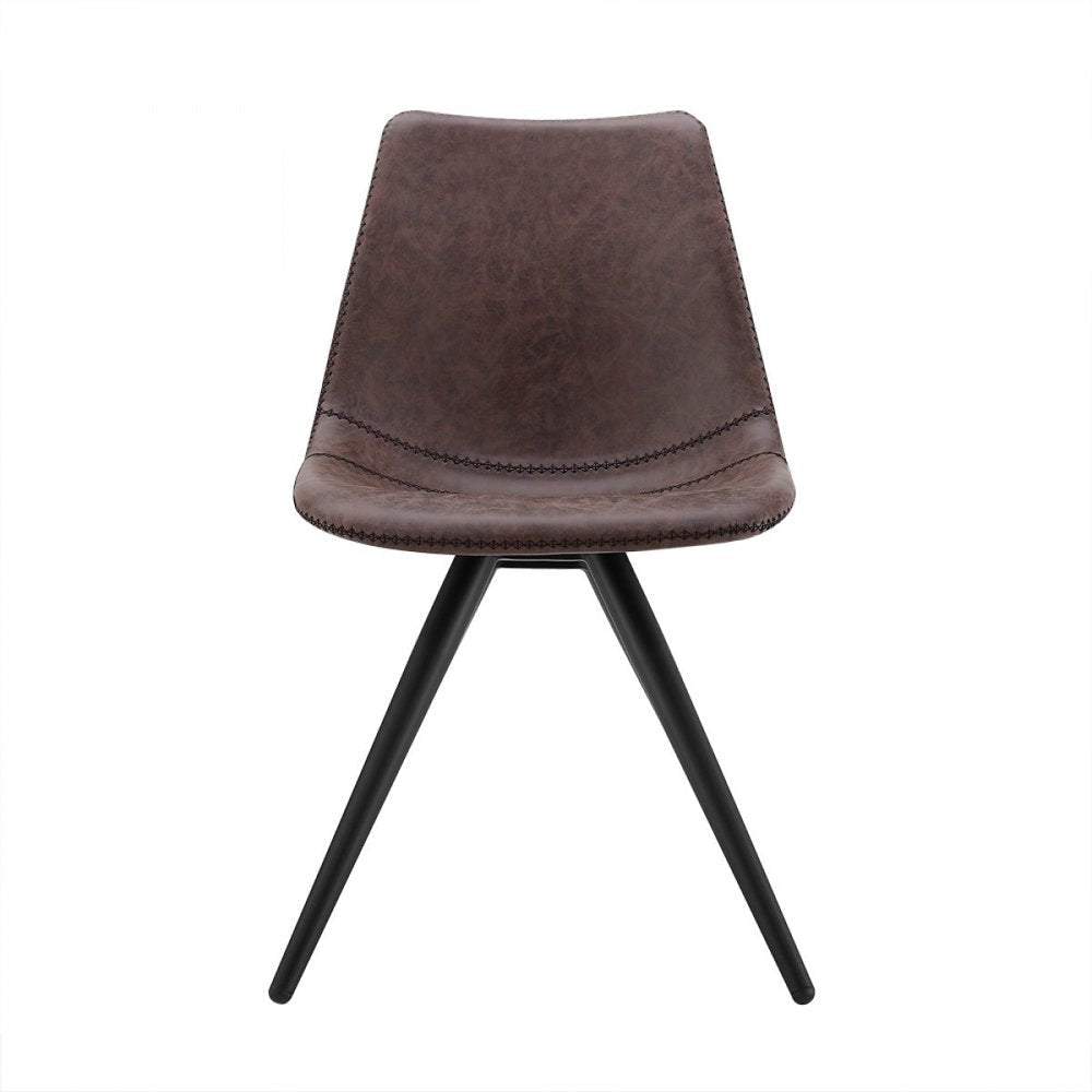 Set of Two Brown and Black Upholstered Faux Leather Dining Side Chairs HomeRoots