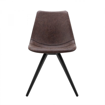 Set of Two Brown and Black Upholstered Faux Leather Dining Side Chairs HomeRoots