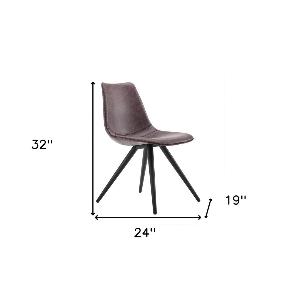 Set of Two Brown and Black Upholstered Faux Leather Dining Side Chairs HomeRoots