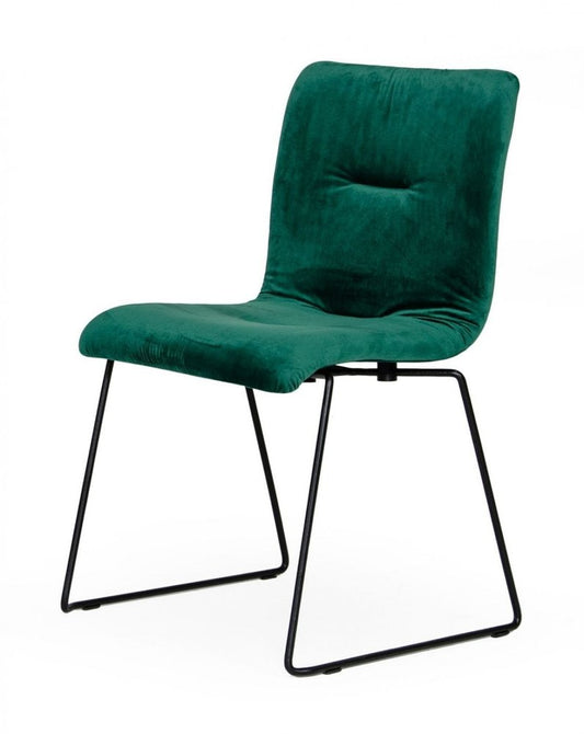 Set of Two Green and Black Upholstered Fabric Dining Side Chairs HomeRoots