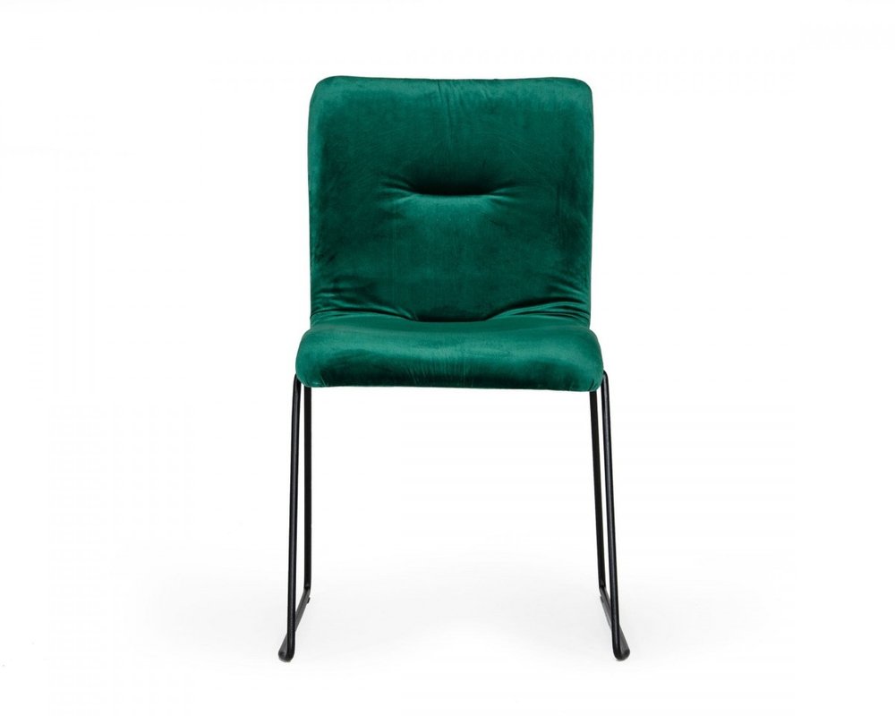 Set of Two Green and Black Upholstered Fabric Dining Side Chairs HomeRoots