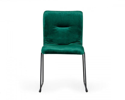 Set of Two Green and Black Upholstered Fabric Dining Side Chairs HomeRoots