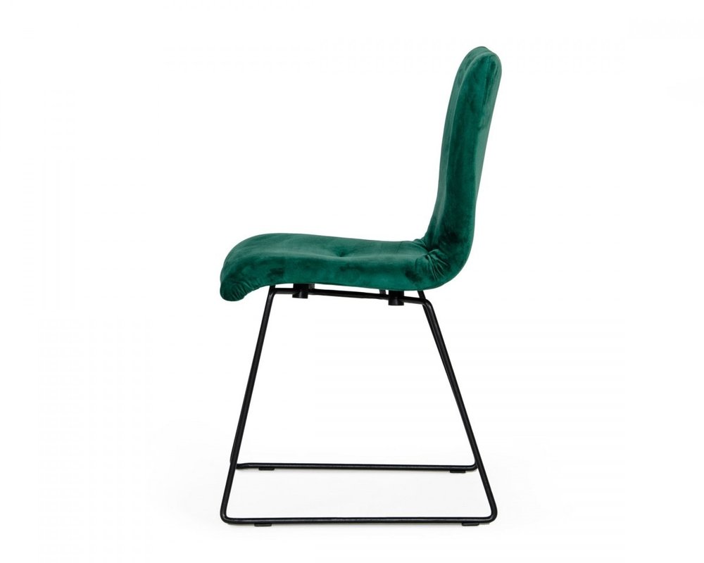 Set of Two Green and Black Upholstered Fabric Dining Side Chairs HomeRoots