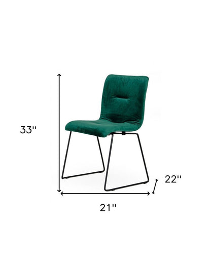 Set of Two Green and Black Upholstered Fabric Dining Side Chairs HomeRoots