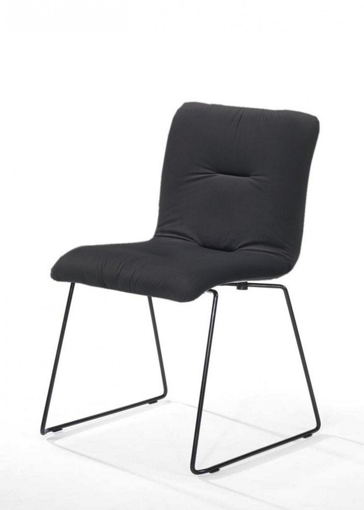 Set of Two Gray and Black Upholstered Fabric Dining Side Chairs HomeRoots