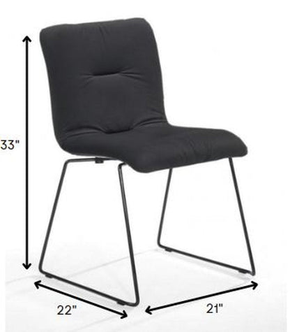 Set of Two Gray and Black Upholstered Fabric Dining Side Chairs HomeRoots