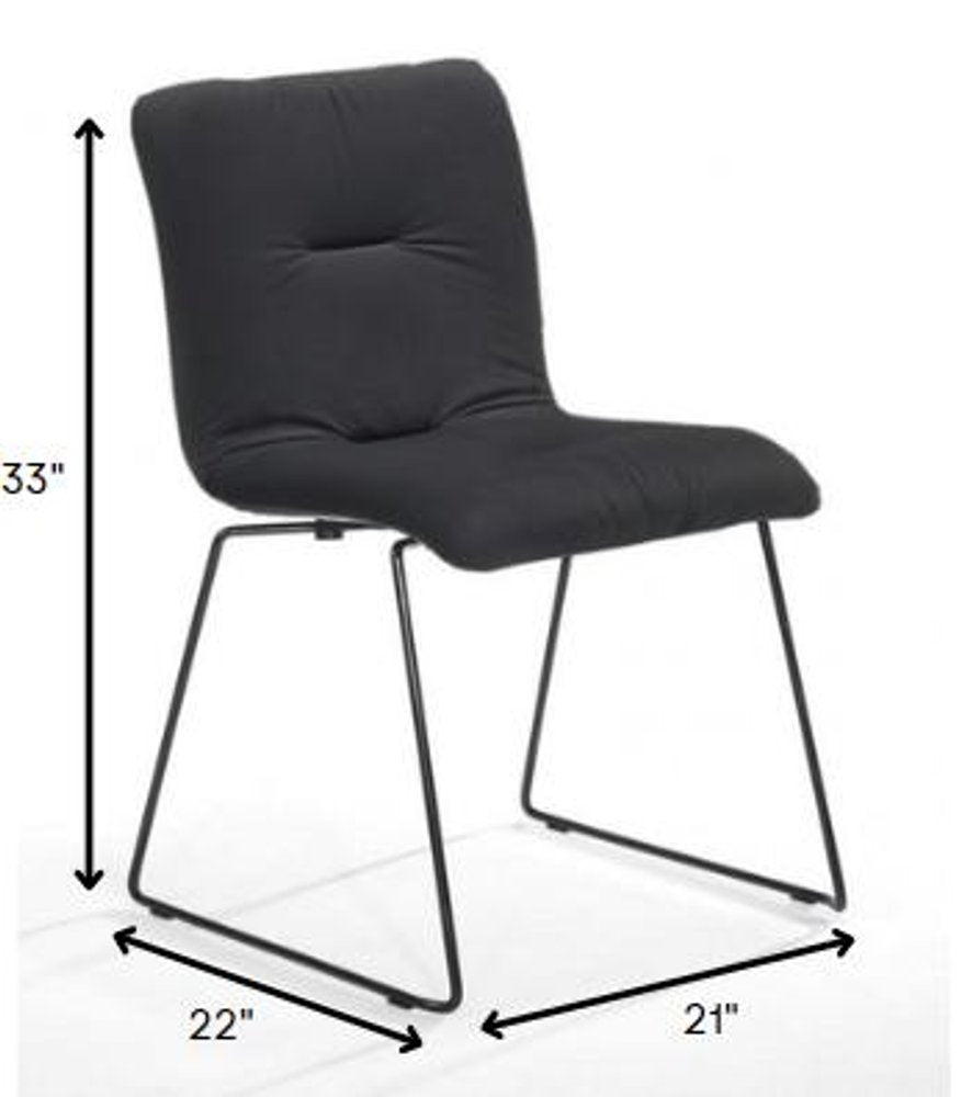 Set of Two Gray and Black Upholstered Fabric Dining Side Chairs HomeRoots