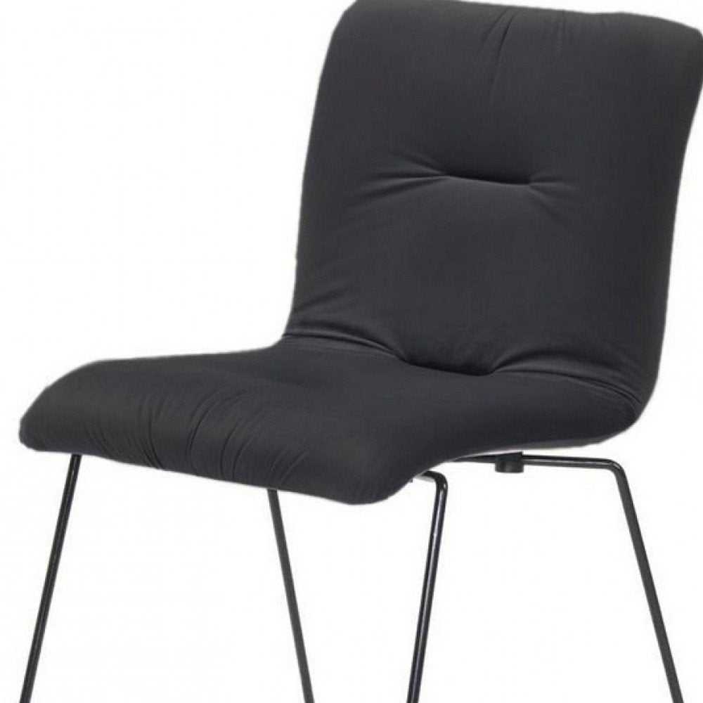 Set of Two Gray and Black Upholstered Fabric Dining Side Chairs HomeRoots