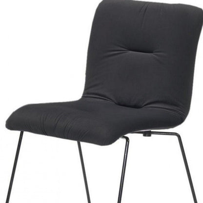 Set of Two Gray and Black Upholstered Fabric Dining Side Chairs HomeRoots