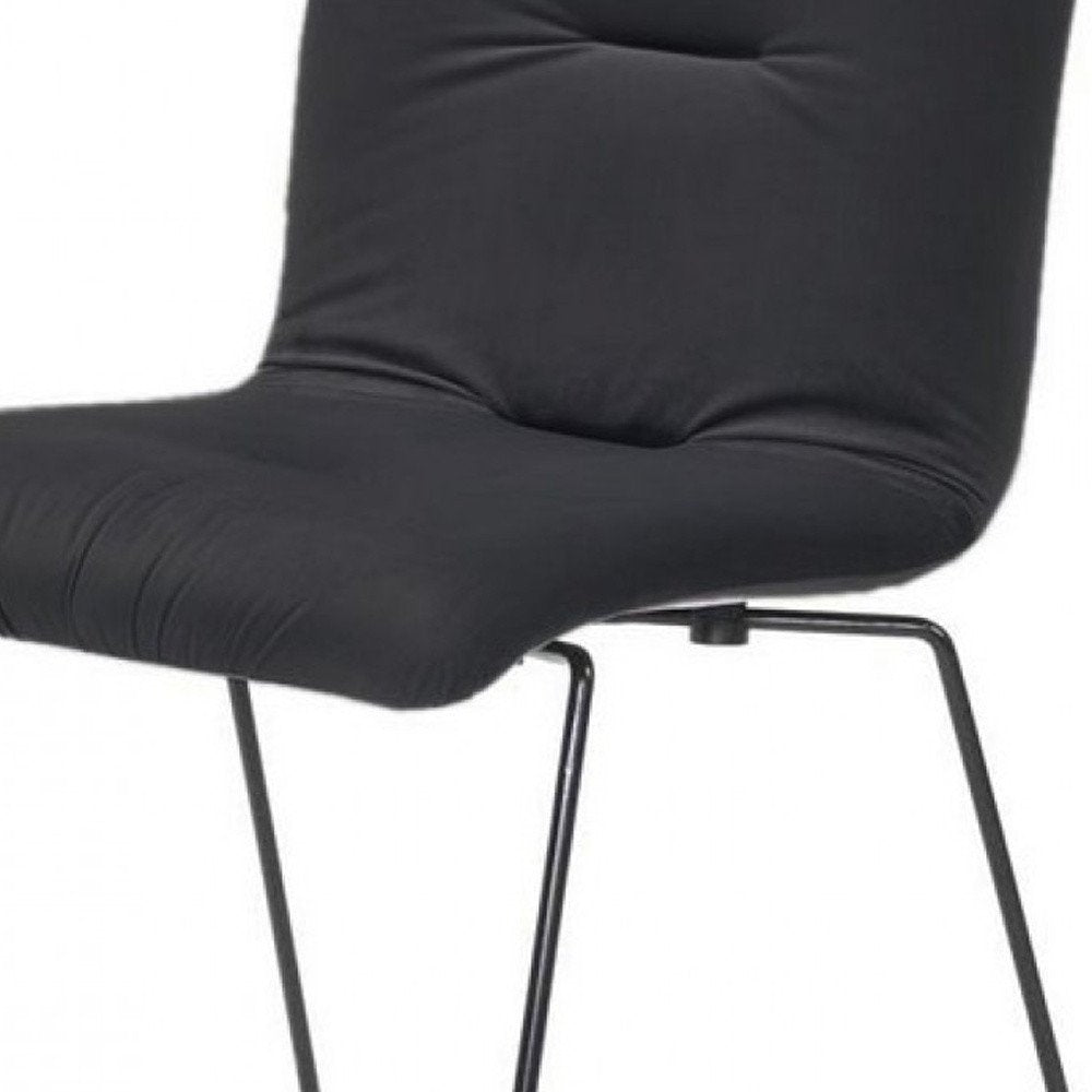 Set of Two Gray and Black Upholstered Fabric Dining Side Chairs HomeRoots