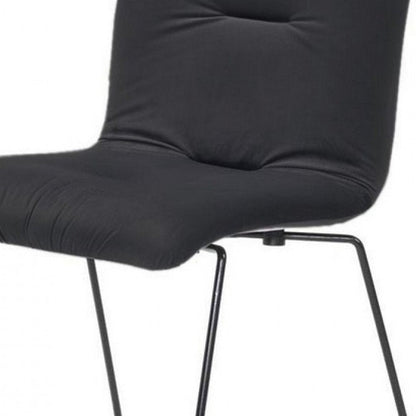 Set of Two Gray and Black Upholstered Fabric Dining Side Chairs HomeRoots