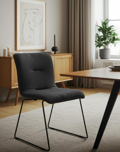 Set of Two Gray and Black Upholstered Fabric Dining Side Chairs HomeRoots