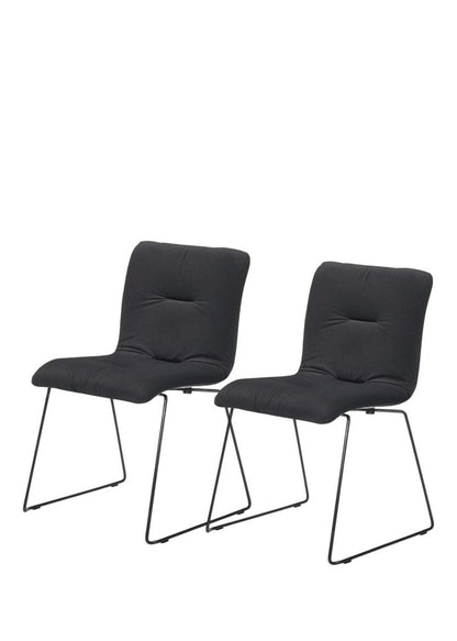 Set of Two Gray and Black Upholstered Fabric Dining Side Chairs HomeRoots