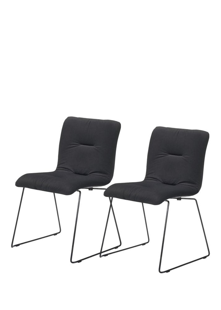 Set of Two Gray and Black Upholstered Fabric Dining Side Chairs HomeRoots