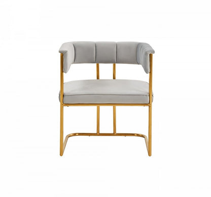Gray and Gold Upholstered Fabric Dining Arm Chair HomeRoots