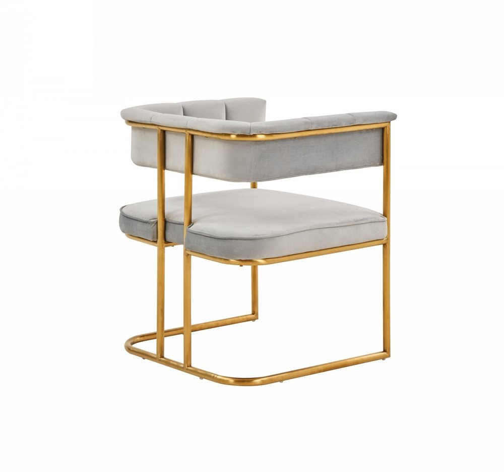 Gray and Gold Upholstered Fabric Dining Arm Chair HomeRoots