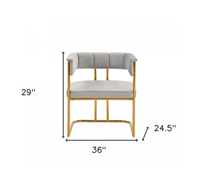 Gray and Gold Upholstered Fabric Dining Arm Chair HomeRoots