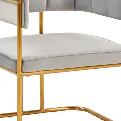 Gray and Gold Upholstered Fabric Dining Arm Chair HomeRoots