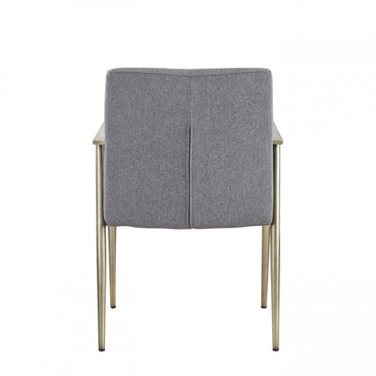 Gray and Antiqued Brass Upholstered Fabric Dining Arm Chair HomeRoots