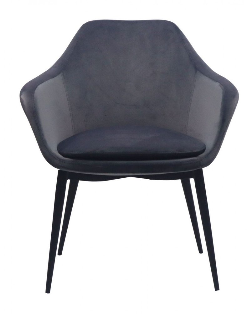 Gray and Black Upholstered Velvet Dining Arm Chair HomeRoots