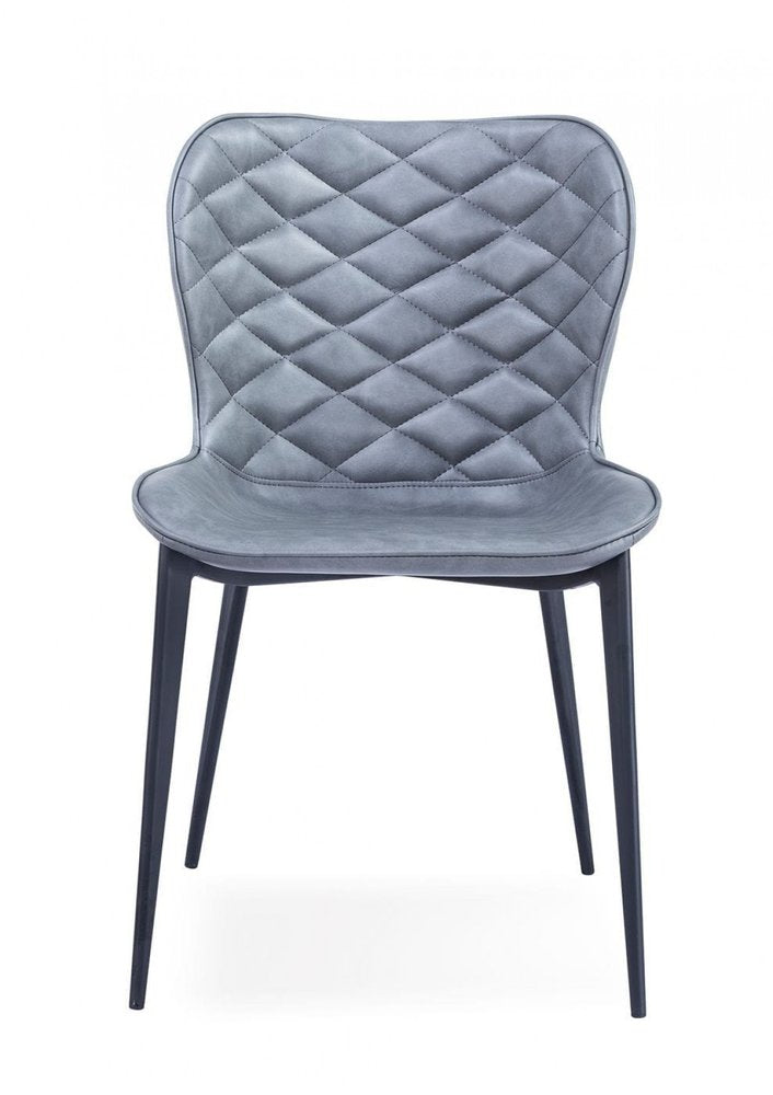 Set of Two Gray and Black Upholstered Faux Leather Dining Side Chairs HomeRoots
